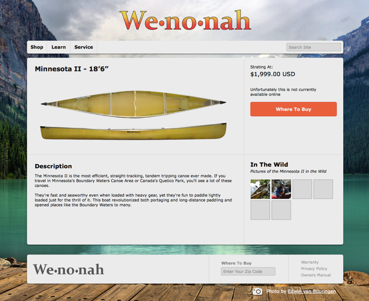 Wenonah item page for desktop