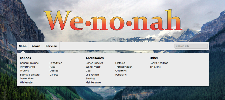 Wenonah navigation for desktop